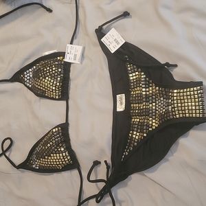 NwT Frederick's metallic stud bikini M
